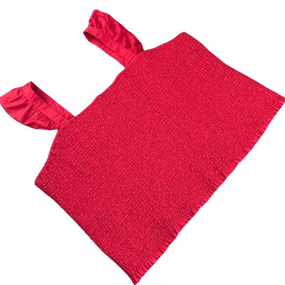 Old Navy Womens Size 3X Red Smocked Sleeveless Ruffle Top Romantic Coquette - Picture 2 of 9